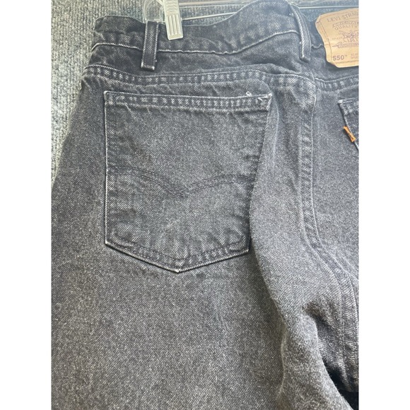 Vintage Levis 550 Jeans Mens 36x32 (32x30 Actual) Black Taper Leg Y2K ORANGE TAB - Picture 5 of 13
